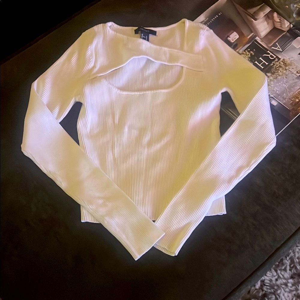 White Sweater with Cut-Out Detail